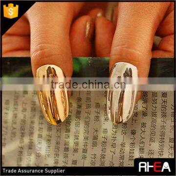 facotry make high quality gold&sliver european metallic fingernail ring finger nail ring