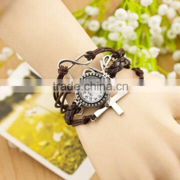 2015 New Fashion Around Wrap Watch Cross Charm Bracelets Women's Quartz Wrist Watch photo-4