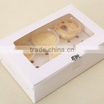 beautiful printed paper 6 cupcake box with clear lids without handle