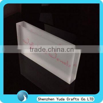 bespoke printed color acrylic logo stamp block, plexiglass display nameplate in Shenzhen