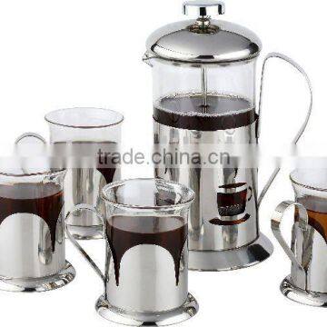 Glass & Stainless Steel French Press Coffee Maker