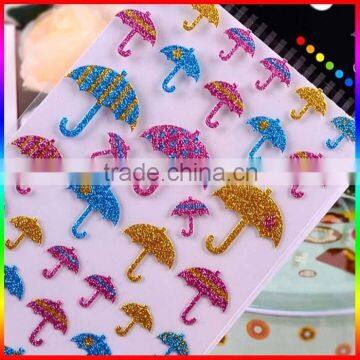 umbrella pattern glitter powder sticker