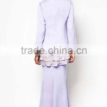 Light Purple Black Scarf White Lace Elegant Women Muslim Dress photo-4