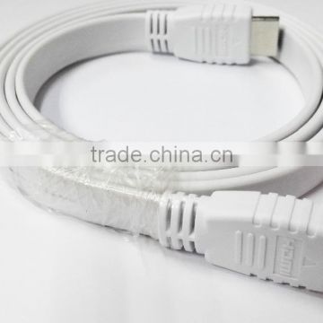 White flat HDMI cable with nickel plated 1.8M