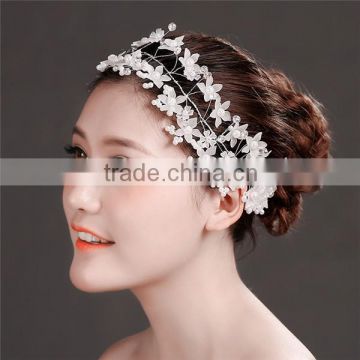 MYLOVE Pearl Beads Crystal Flower Tiara Jewelry Hair Band Clip Headband Wedding Party MLF125