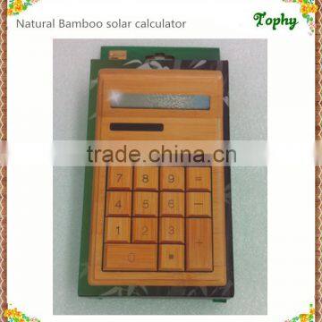 Wholesale - 2015 New hot selling 12 digits Handmade Natural Bamboo Wooden Solar Calculator