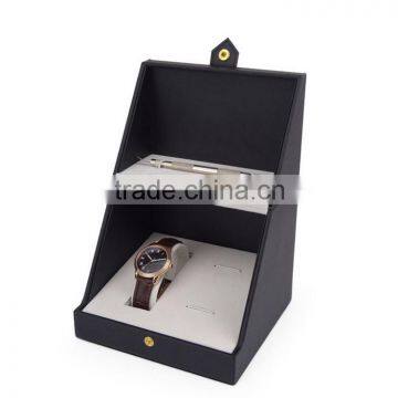 Chinese Factories Wholesale Custom High-grade PU Leather Watch Box, Black Fashion Beautiful Gift Box photo-2