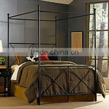 Classic Modern black metal queen size canopy bed