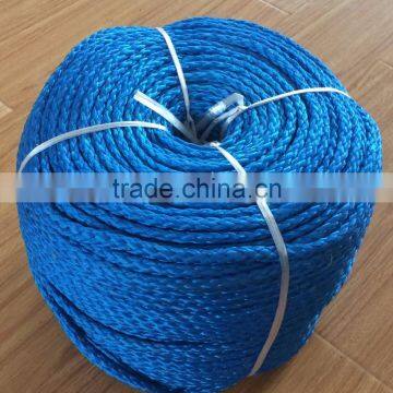 blue color 8mm PE 8 strands braided rope, hollow braided rope