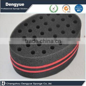 Blue Color Double Sides Big and Small Holes Hair Twist Sponge Hair Sponge Brush