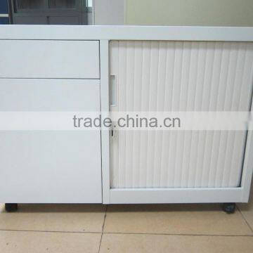 Mobile pedestal tambour door file cabinet with 3 drawer