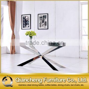 Modern Clear Glass Top Dining Table With Stainless Steel Frame and Base photo-5