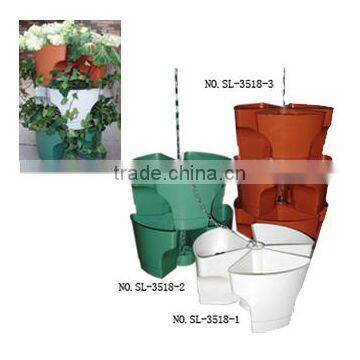 Plastic stackable hanging planter