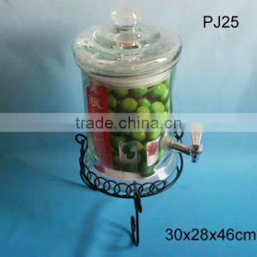 5L clear cylinder glass liquid juice dispenser with base