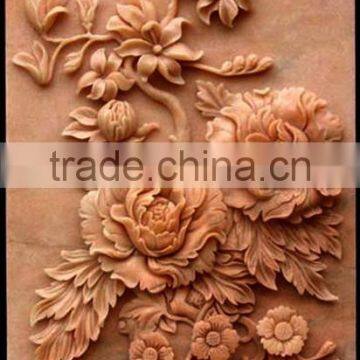 Red flower wall relief sculpture