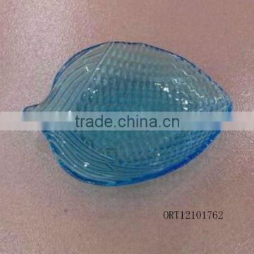 leaf shape hot melt blue glass plate