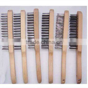 Wooden handle cleaning brush