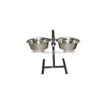 Stainless Steel Double Dog Feeding Bowl with Stand