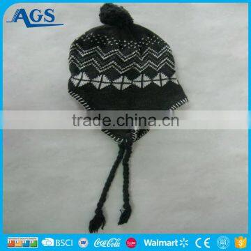 Elegant Style Earflaps Design Kid Beanies Custom Winter Hats With Strings