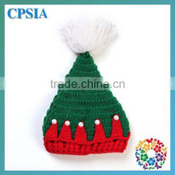 Unique Christmas Hats For Newborn Baby Green & Red Wool Knit Hats Beanie Crochet Baby Hat