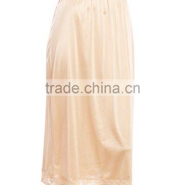 Side Slit Lace-Trim Half-Slip Skirt Long photo-4
