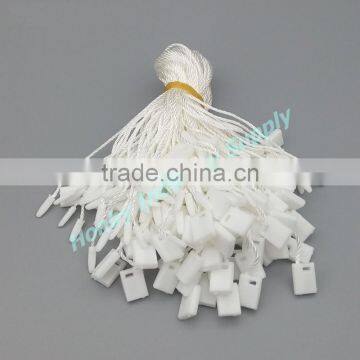 Clothing Hang Tag 20cm White Plastic Snap Lock Head Nylon String
