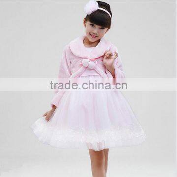 2016 Latest Girl Winter Frock Pink Cute Faux Fur Cape HSC9842 photo-2