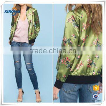 2016 factory price life bomber green printed smart ladies jacket