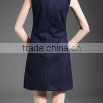 Sleeveless A Line Short Skirt Ladies Smart Casual Dress /Neck Waist Zipper Short photo-3