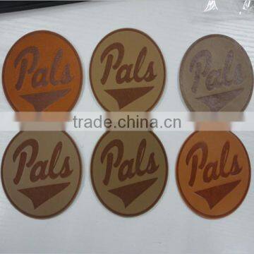 custom branded embossed logo brown leather patch for snapback hats