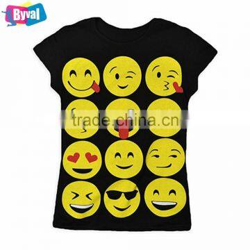 2017 Hot Selling Girls Short Sleeved Emoji T Shirt Printing Wholesale Funny t Shirts Kids Summer Clothing OEM photo-2