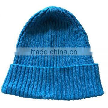 Simple but fashion design 100%cotton knit beanie hat