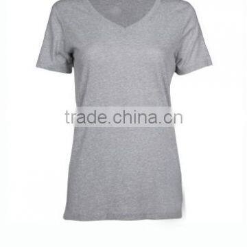 Ladies short sleeve gym wear 100% cotton clothes for women v neck design breathable tshirts