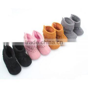 Mix 4 Colours Rubber Sole Baby Leather Shoes Moccasin Boots photo-2