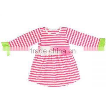 Baby Frock Design Casual Dress Ruffle Stripe Girls Boutique Dress Children Cotton Dresses