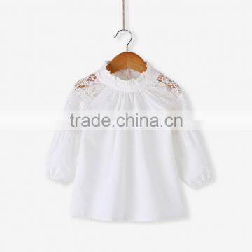 Wholesale puff sleeve kids girl shirt white blouse for little girls