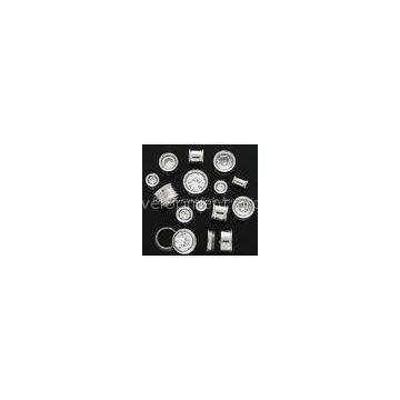 Internally Threaded Ear Flesh Tunnels Plug With Centered CZ Gems
