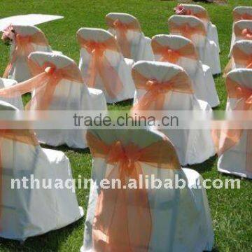 Polyester folding chair cover with organza sash and chair cover