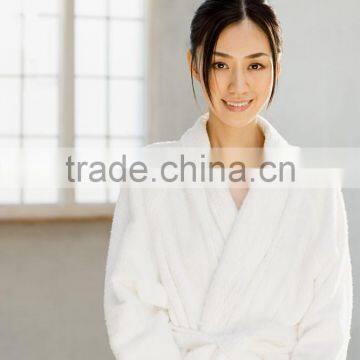 100% cotton terry velour bath robe morning gown has shawl collar or kimono collar