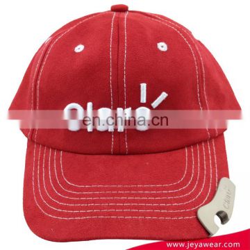 Red wool baseball cap, Beer bottle opeaner baseball cap