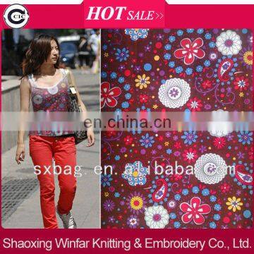 Single jersey spandex knitting rayon O.E.paisley print fabric for garment