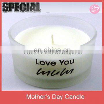 Simple letter print love you mum candle