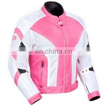 Pink and White Ladies Cordura Jacket/ Ladies Motorbike Cordura Jacket/Women Biker Jacket