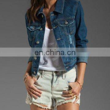 Wholesale long sleeve Denim Jacket button wash light blue oversize women denim jacket