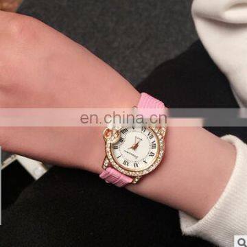 Luxury Rhinestone Glitter Watch Women Genuine Leather watch Diamond Hour Clock Ladies Watch