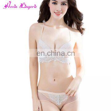 Drop No Underwire Thin Transparen Women Underwear Sets Silk Lingerie Bra and Panties