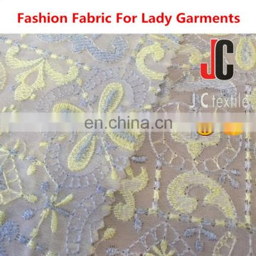 JCM11558T wholesale textile 100%polyester chiffon embroidered curtain fabric silk