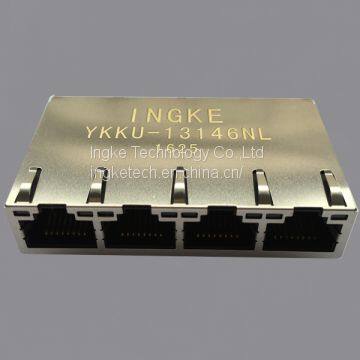 0826-1X4T-GH-F YKKU-13146NL 1X4 Port  Gigabit POE+ RJ45 Magnetic Jack Connector