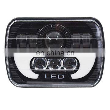 7x6 5X7 120W LED Headlight Halo DRL For 86-95 Jeep Wrangler YJ 84-01 Cherokee XJ