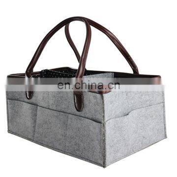 Multi Pockets Customized Color Felt Diaper Caddy Bag Nappy Organizer photo-6